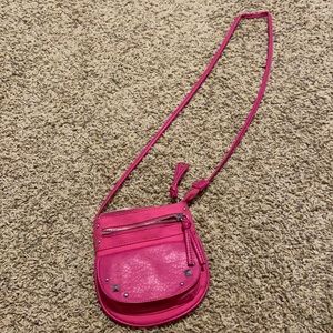 Pink Leather bag with silver studs